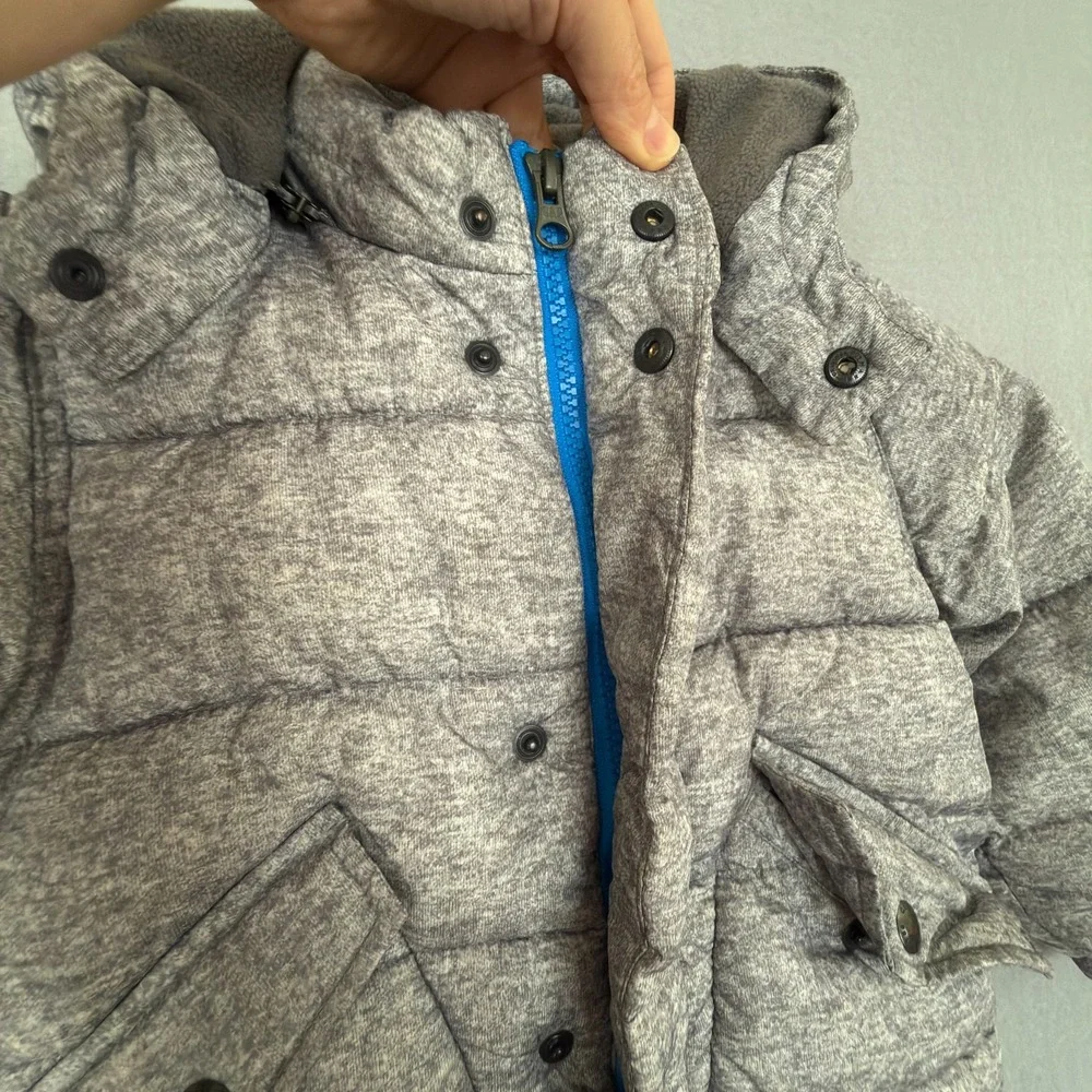 Baby Gap Boy's Size 2 Years Puffer Jacket Winter Coat Gray Removable Hood